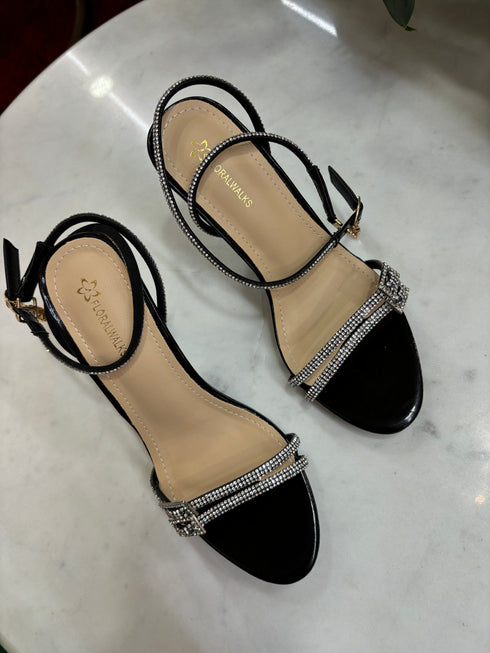 Rhinestone Buckle Strap Heels